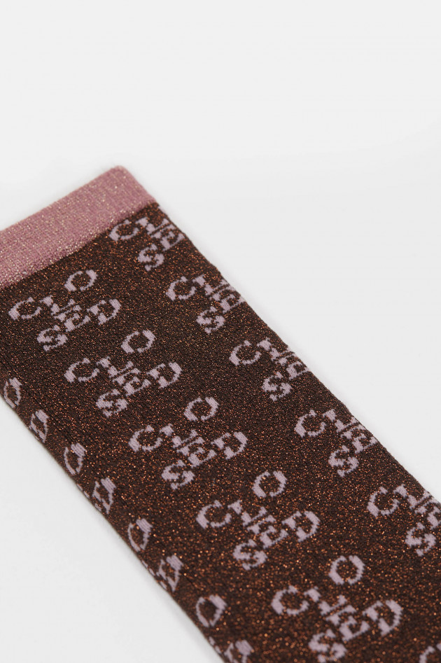 Closed Socken mit Lurex-Fäden in Rosé/Bronze