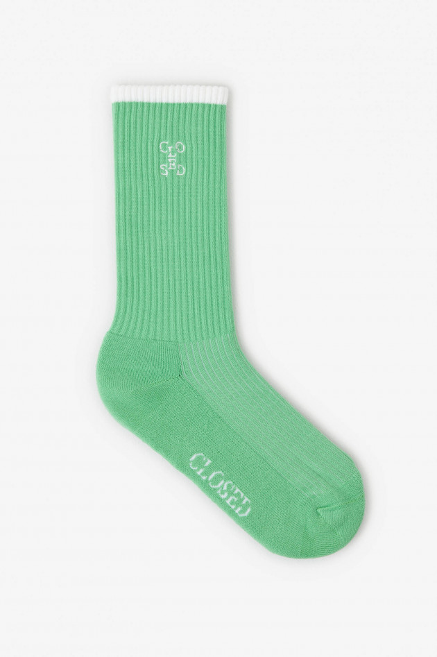 Closed Hohe Socken mit Logo-Detail in Grün/Weiß