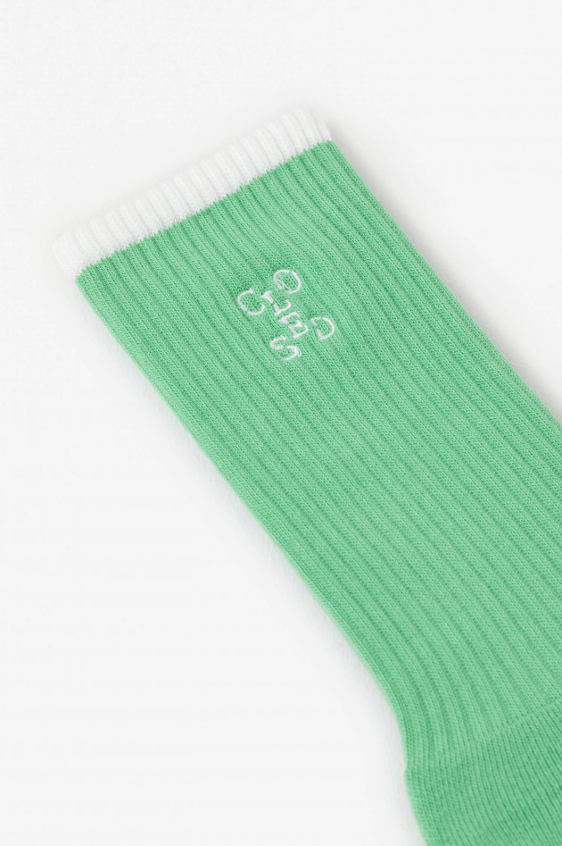 Closed Hohe Socken mit Logo-Detail in Grün/Weiß