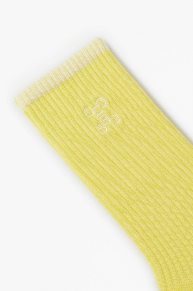 Closed Hohe Socken mit Logo-Detail in Gelb/Weiß
