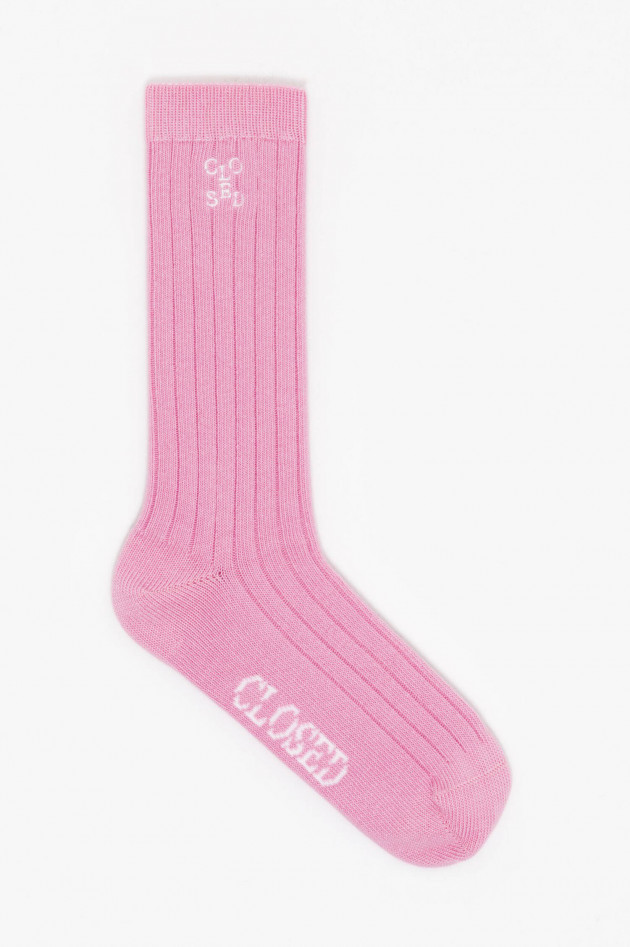 Closed Hohe Socken mit Logo-Detail in Pink
