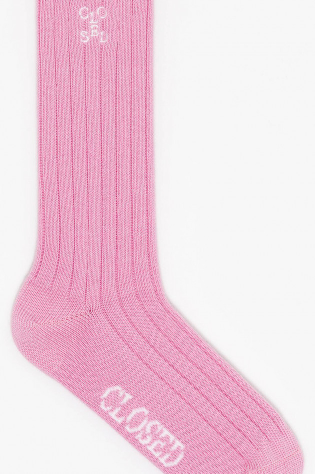 Closed Hohe Socken mit Logo-Detail in Pink