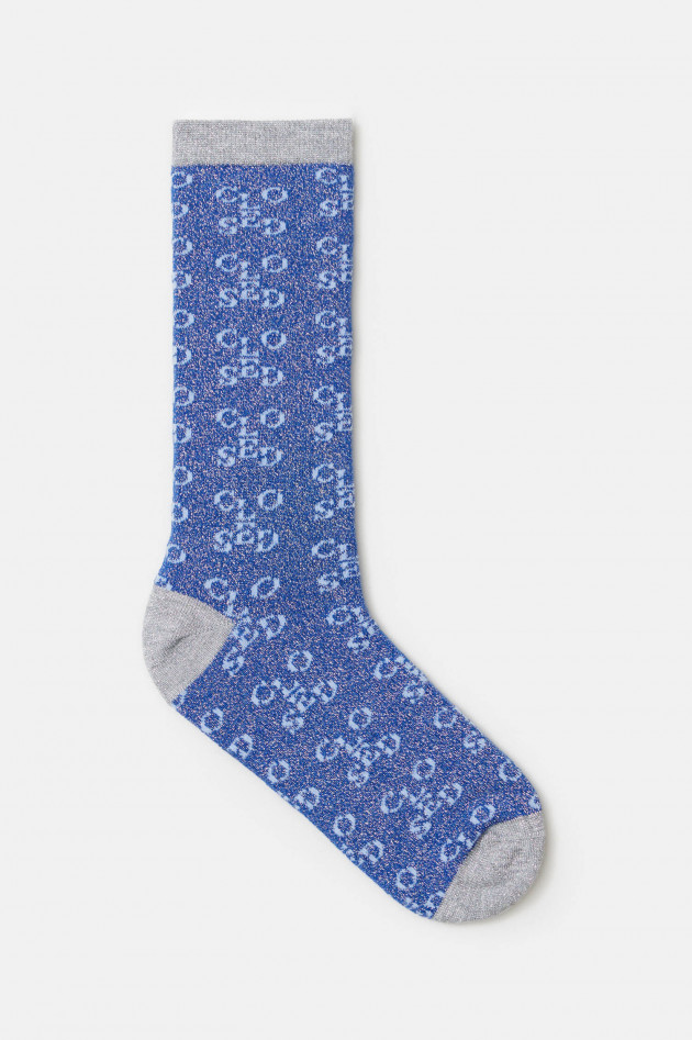 Closed Glitzersocken mit Lurexfäden in Blau/Grau