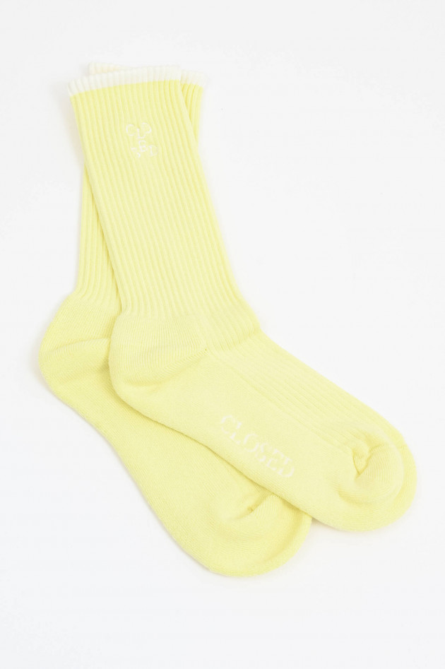 Closed Socken aus Bazmwoll-Mix in Lemon Yellow
