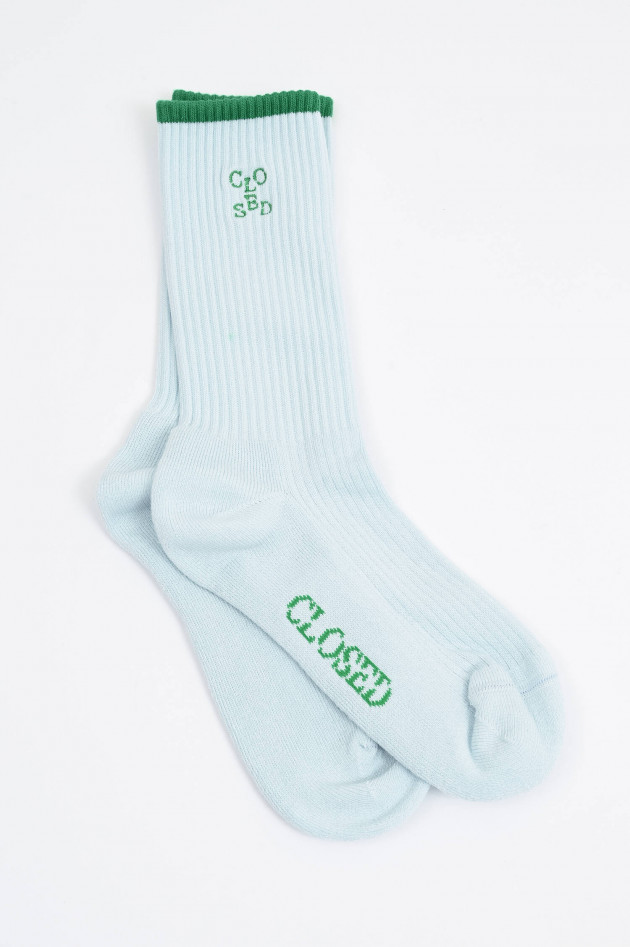 Closed Socken aus Baumwoll-Mix in Hellblau/Grün