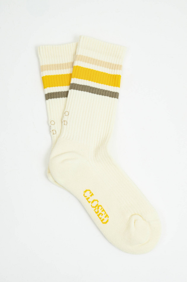 Closed Socken aus Baumwoll-Mix in Weiß/Gelb