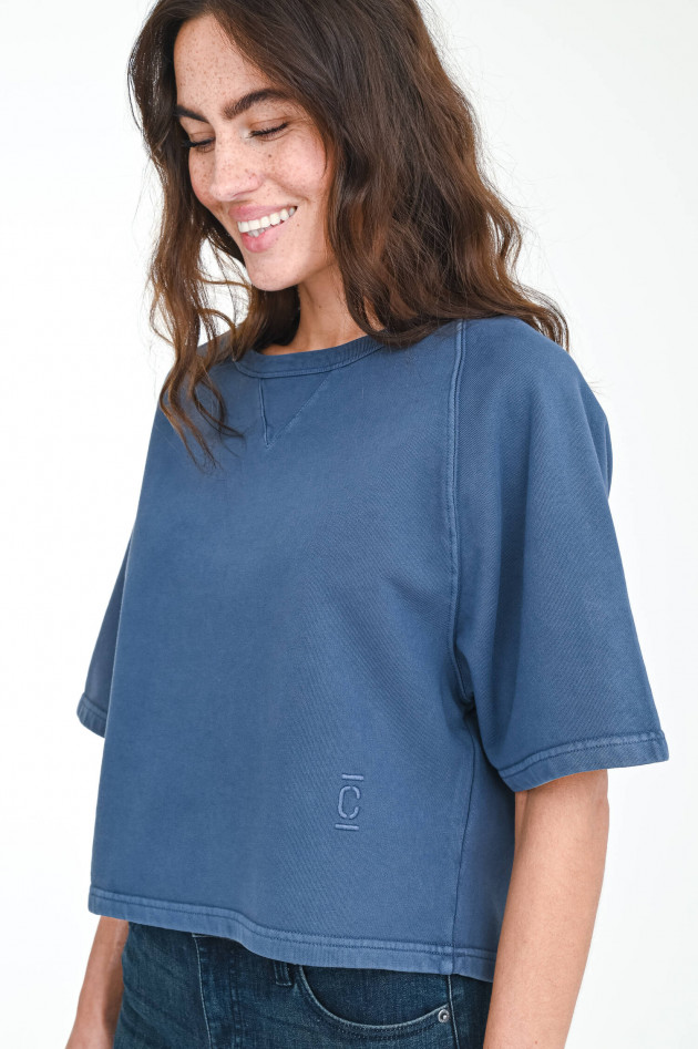 Closed Cropped Sweater in Taubenblau