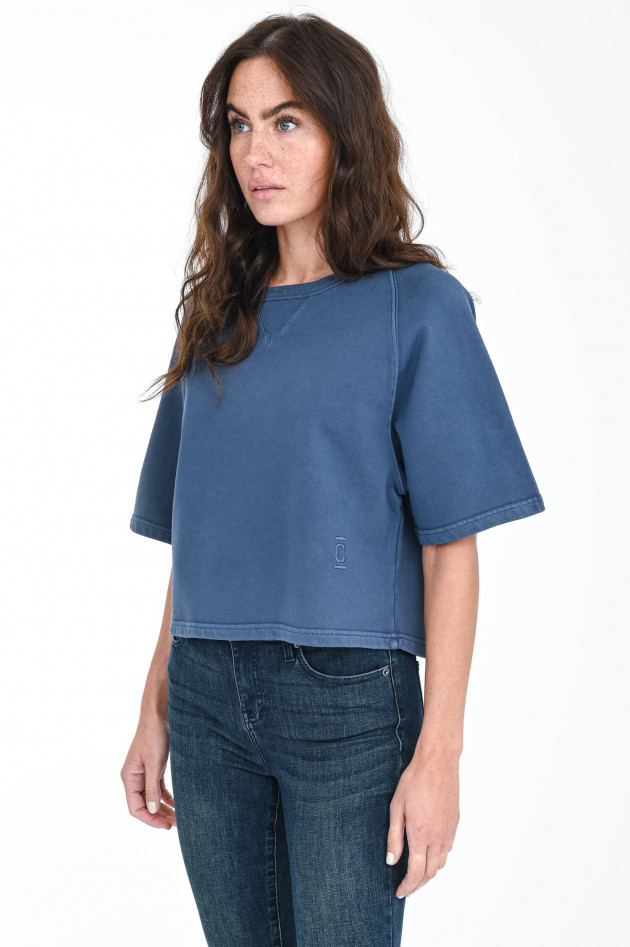 Closed Cropped Sweater in Taubenblau