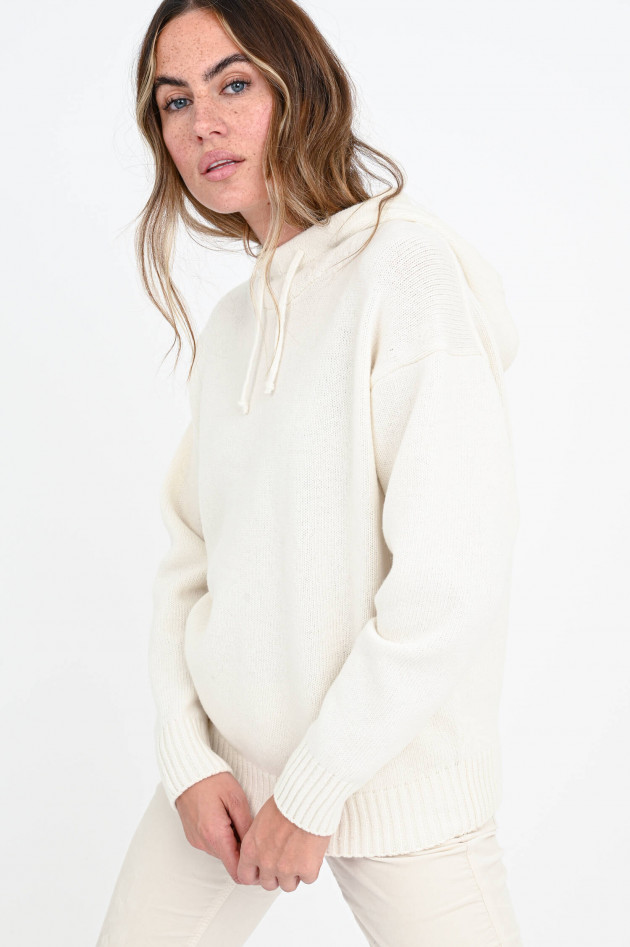 Closed Strick-Hoodie aus Wolle in Creme