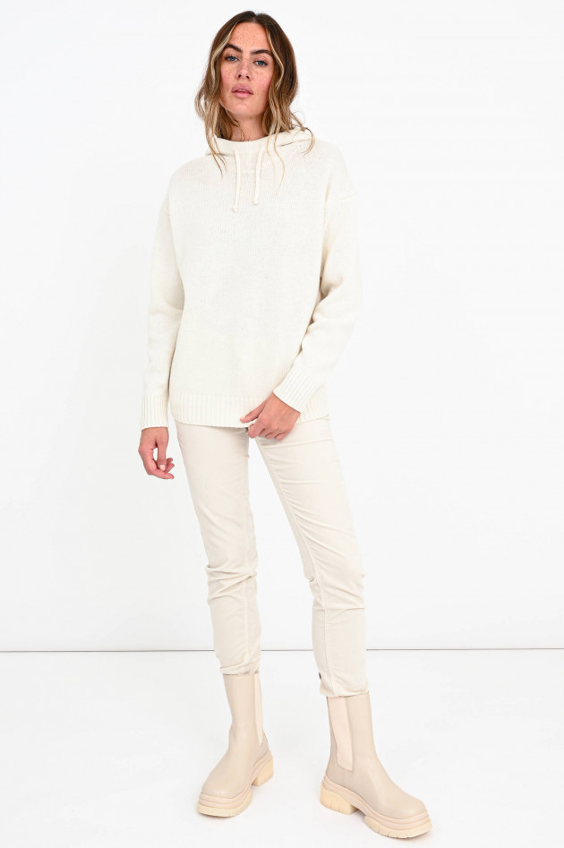 Closed Strick-Hoodie aus Wolle in Creme