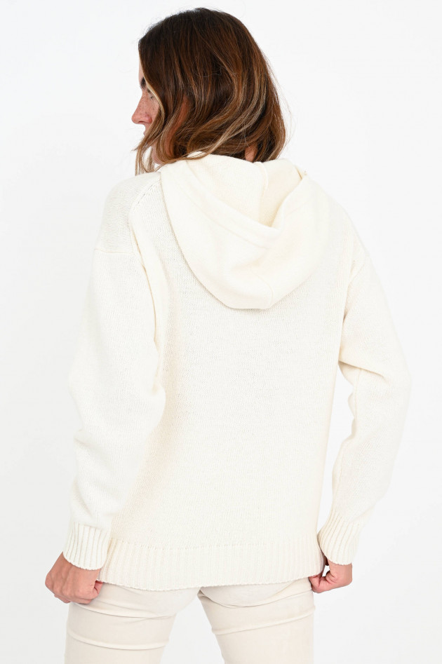 Closed Strick-Hoodie aus Wolle in Creme