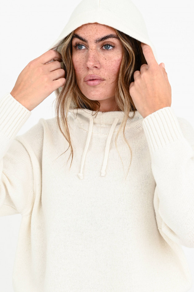 Closed Strick-Hoodie aus Wolle in Creme