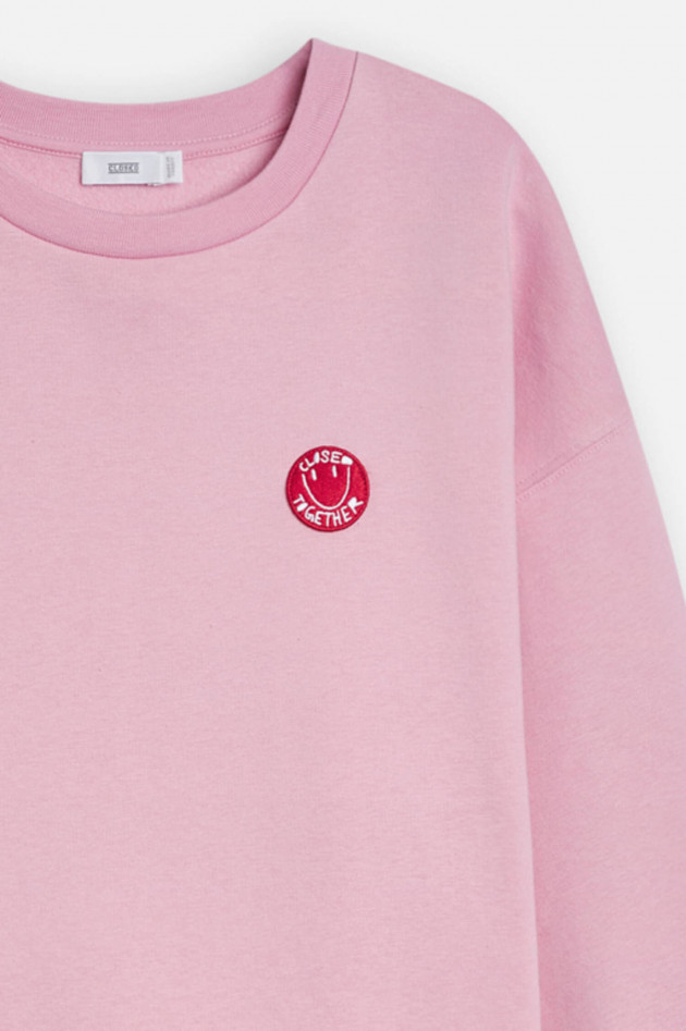 Closed Oversized Sweater mit Label-Patch in Bonbon-Rosa