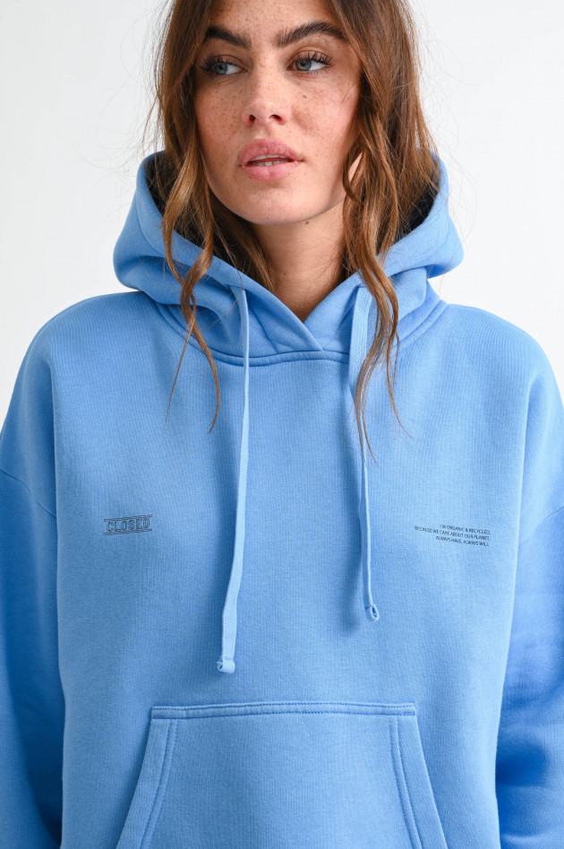Closed Organic Hoodie mit Statement-Print in Himmelblau