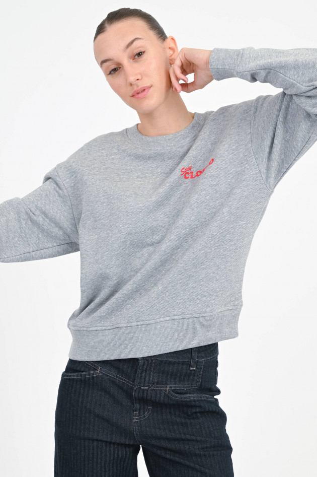 Closed Sweatshirt mit XXL-Backprint in Grau meliert/Rot