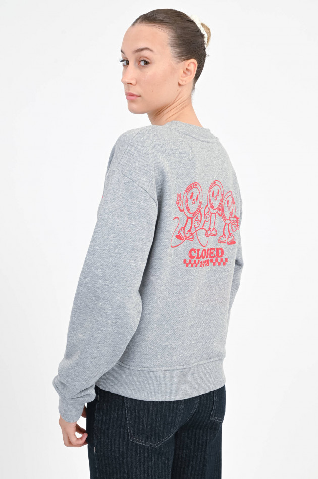 Closed Sweatshirt mit XXL-Backprint in Grau meliert/Rot