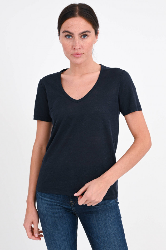 Closed T-Shirt aus Leinen-Jersey in Navy