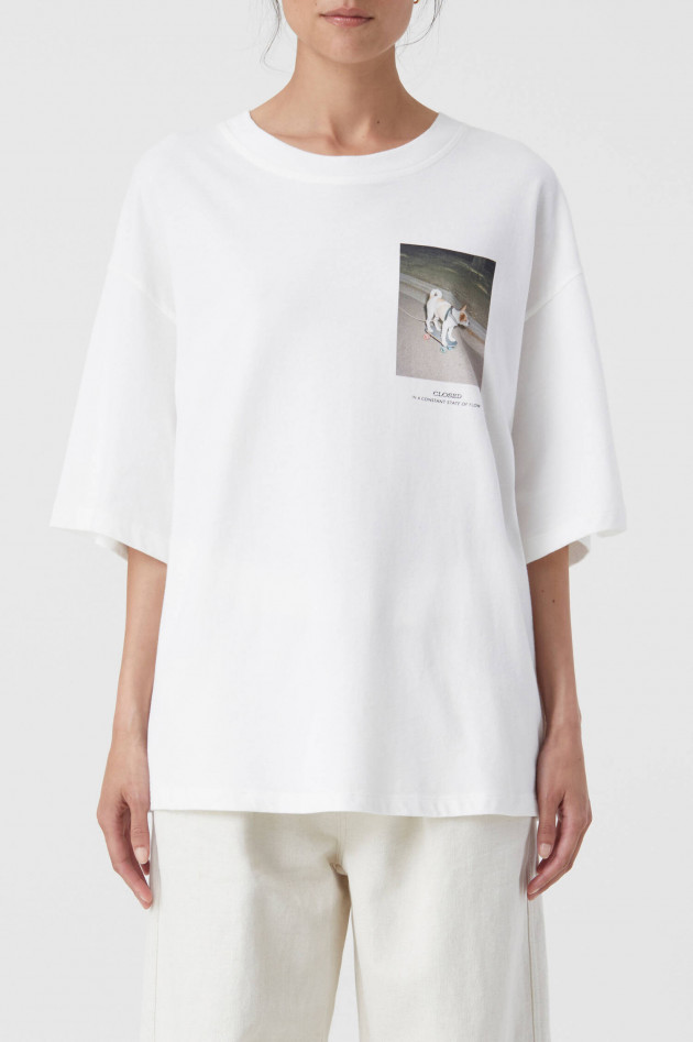 Closed Relaxed T-Shirt mit Print in Weiß