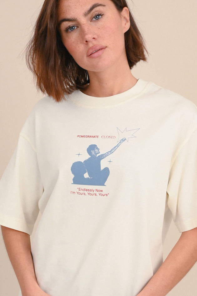 Closed Oversize T-Shirt mit Aufdruck in Natur