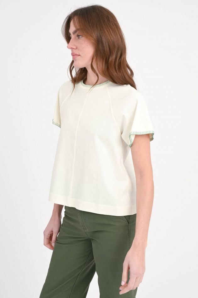 Closed Raglan-Shirt mit Detail-Nähte in Creme/Grün