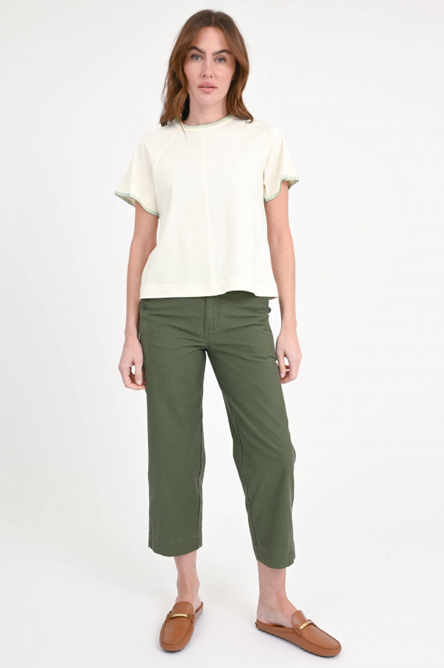 Closed Raglan-Shirt mit Detail-Nähte in Creme/Grün