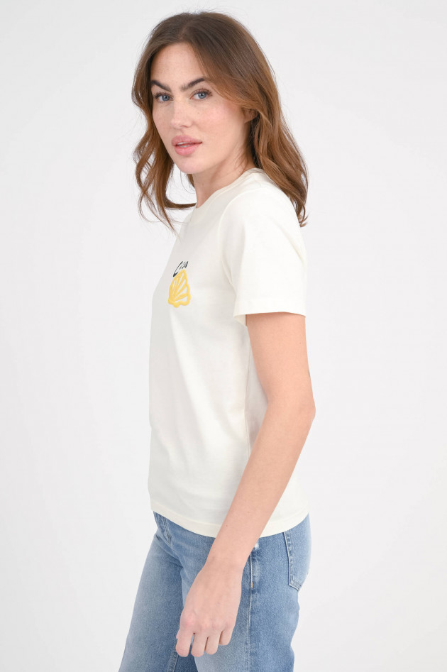 Closed T-Shirt mit Muschel-Stickerei in Ivory