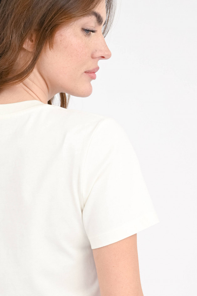 Closed T-Shirt mit Muschel-Stickerei in Ivory