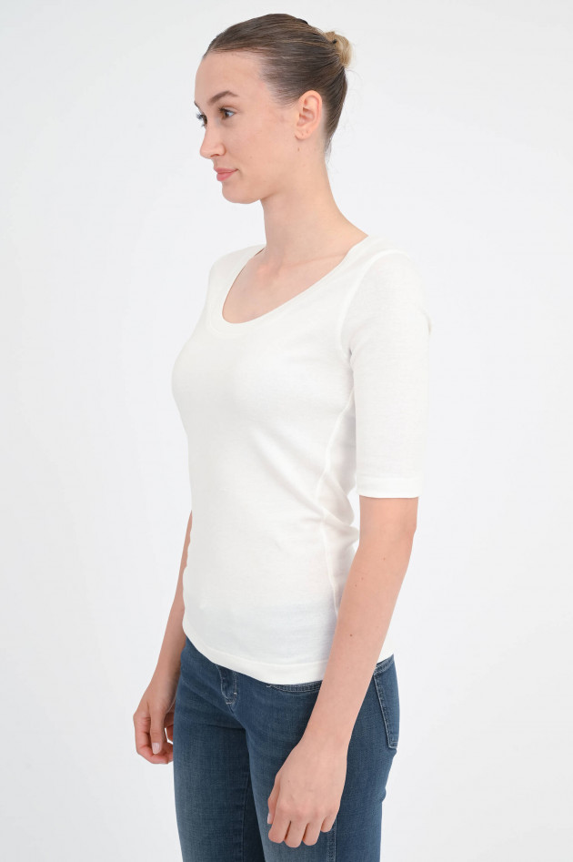 Closed Basic Shirt mit tiefen Rundhalsauschnitt in Ivory