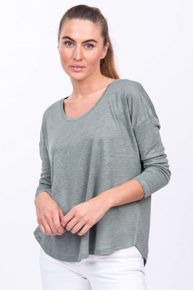 Closed Leinenshirt mit 3/4-Arm in Salbei