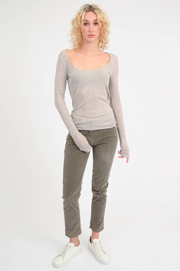 Closed Geripptes Langarmshirt in Taupe