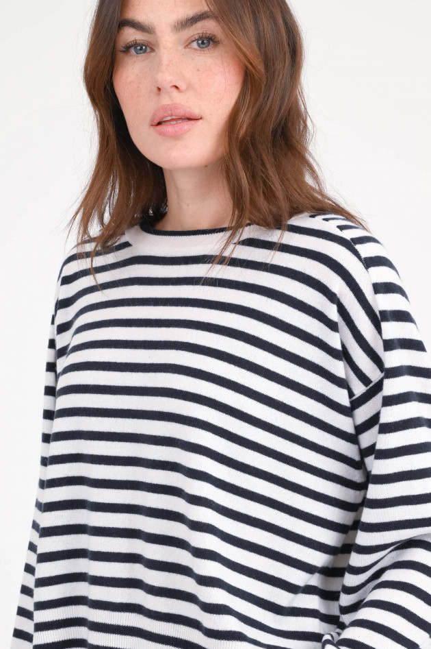 Closed Pullover aus Cashmere in Navy/Weiß gestreift