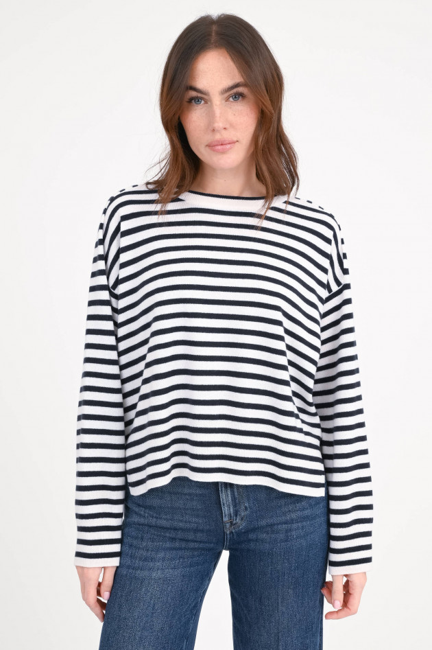 Closed Pullover aus Cashmere in Navy/Weiß gestreift