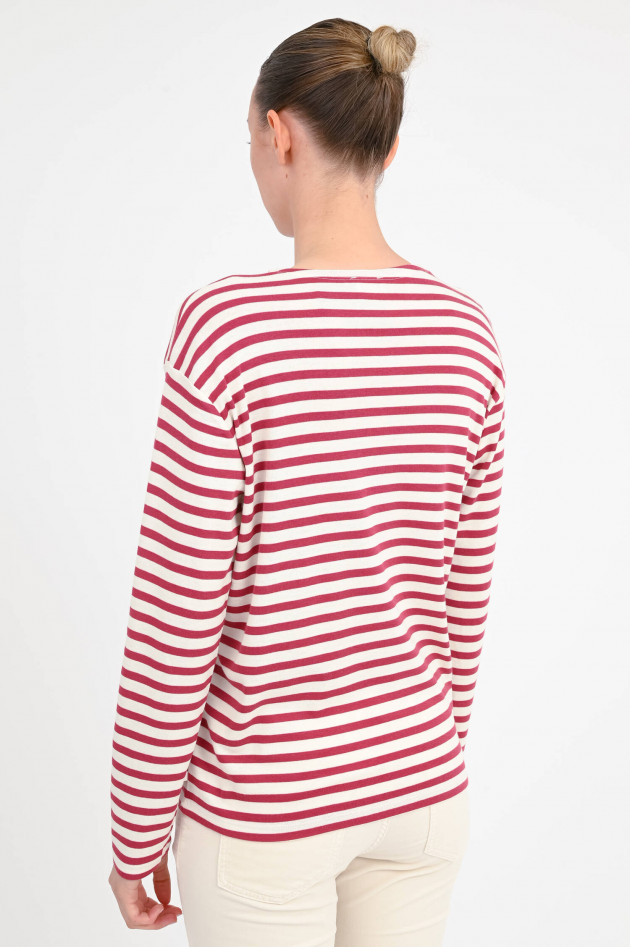Closed  Gestreiftes Langarmshirt in Rot/Creme