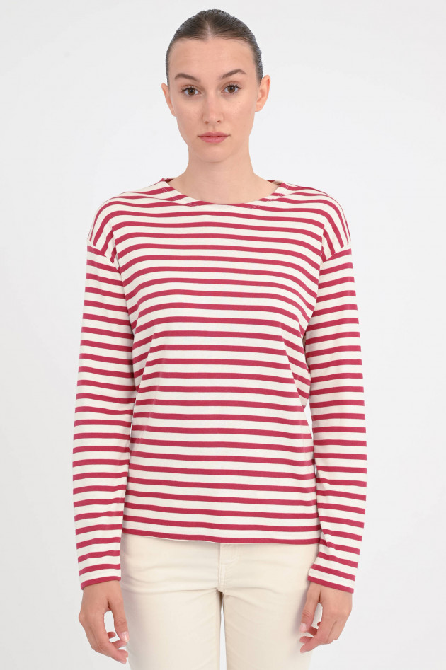Closed  Gestreiftes Langarmshirt in Rot/Creme