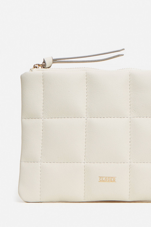 Closed Mini Ledertasche mit Steppung in Offwhite