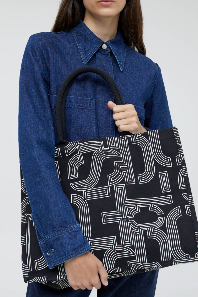 Closed Textil Shopper mit Logo-Print in Schwarz