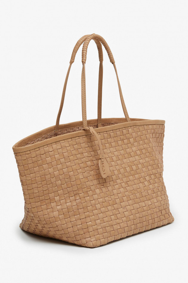 Closed Geflochtener Leder-Shopper in Camel