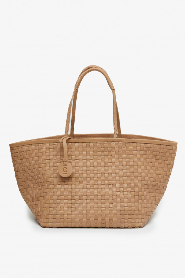 Closed Geflochtener Leder-Shopper in Camel