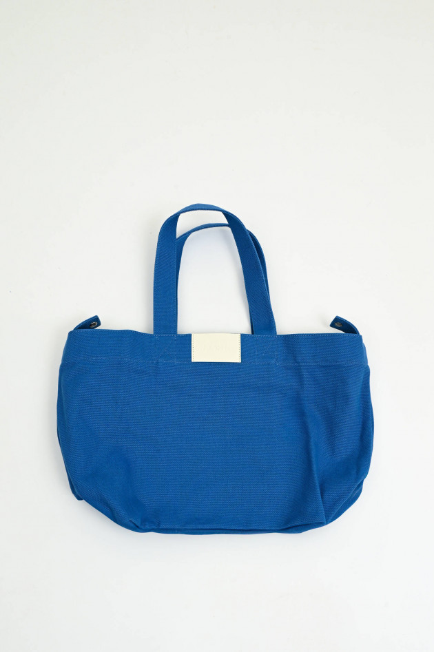 Closed Canvas Tote mit Food-Print in Blau/Multicolor