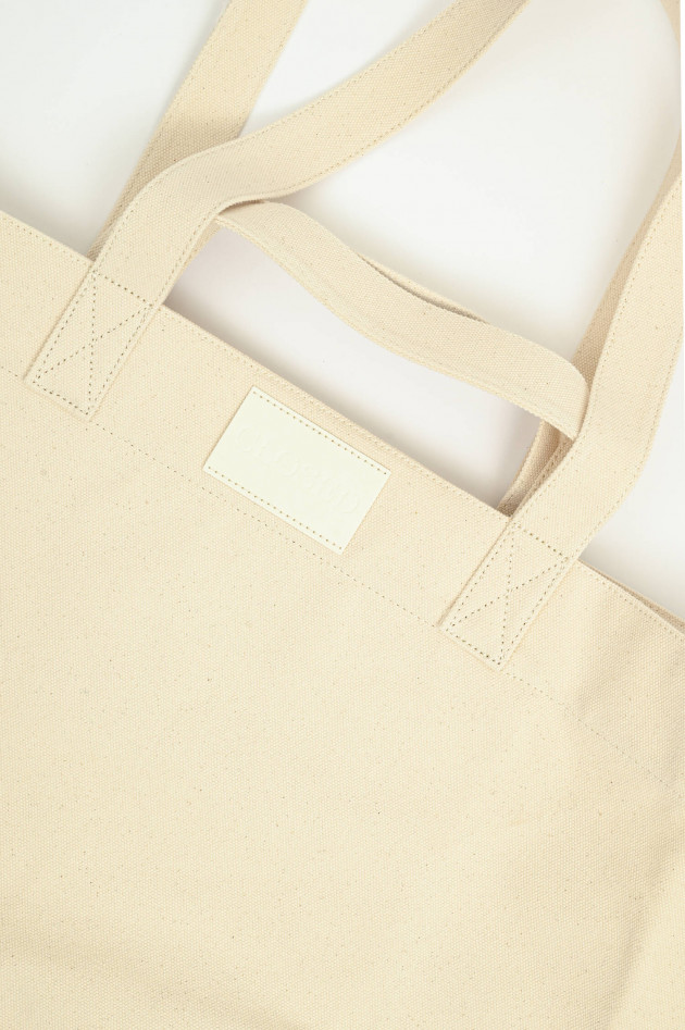 Closed Canvas Tote XL mit Food-Print in Creme/Multicolor