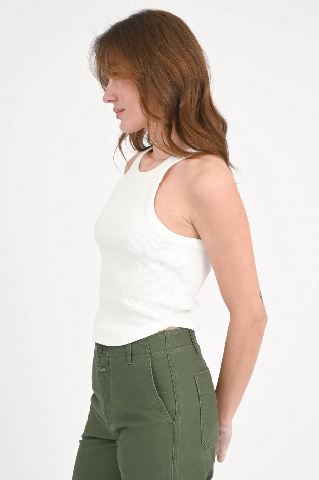 Closed Cropped Racer Top in Creme