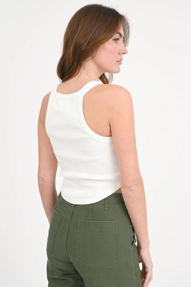 Closed Cropped Racer Top in Creme