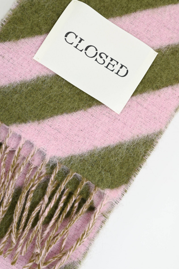Closed Gestreifter Schal in Candy Pink/Oliv