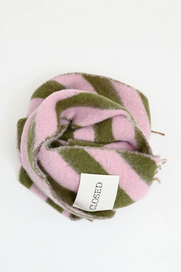 Closed Gestreifter Schal in Candy Pink/Oliv