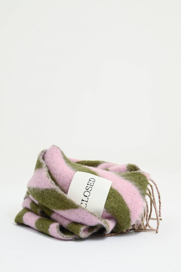Closed Gestreifter Schal in Candy Pink/Oliv