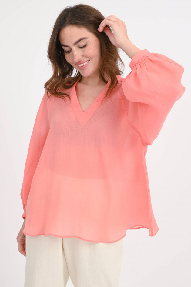 Devotion Twins Bluse aus Ramie-Lyocell-Mix MERAKI in Coral