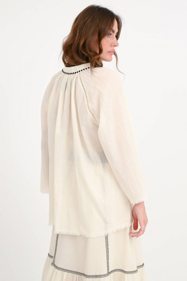 Devotion Twins Bluse mit dekorativen Brust-Details in Creme/Black