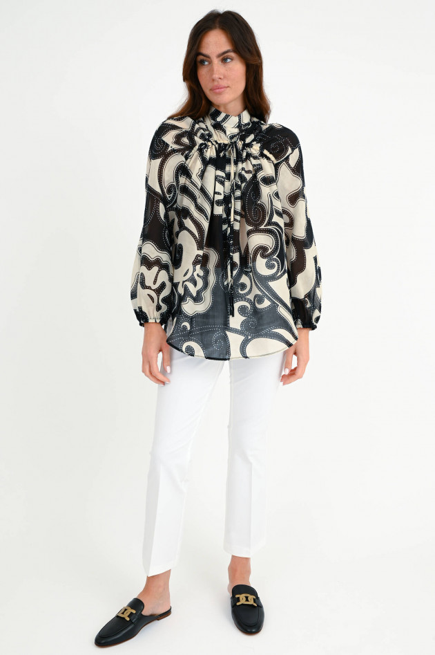 Devotion Twins Tunika Bluse PERISSA in Schwarz/Natur