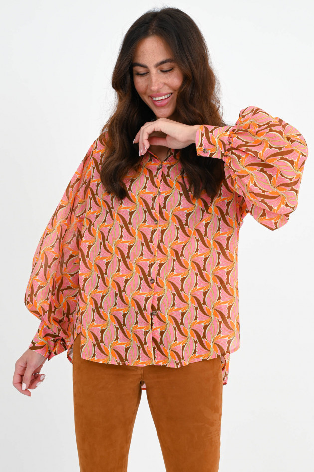 Devotion Twins Bluse LOTOS in Orange/Rosa gemustert