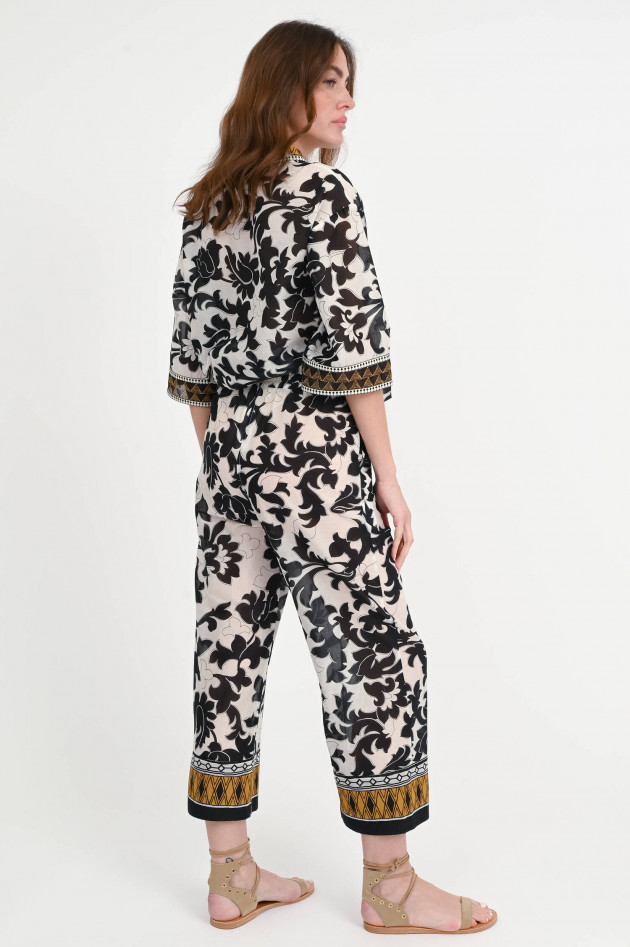 Devotion Twins Gemusterte Wide-Leg Culotte in Schwarz/Weiß/Ocker